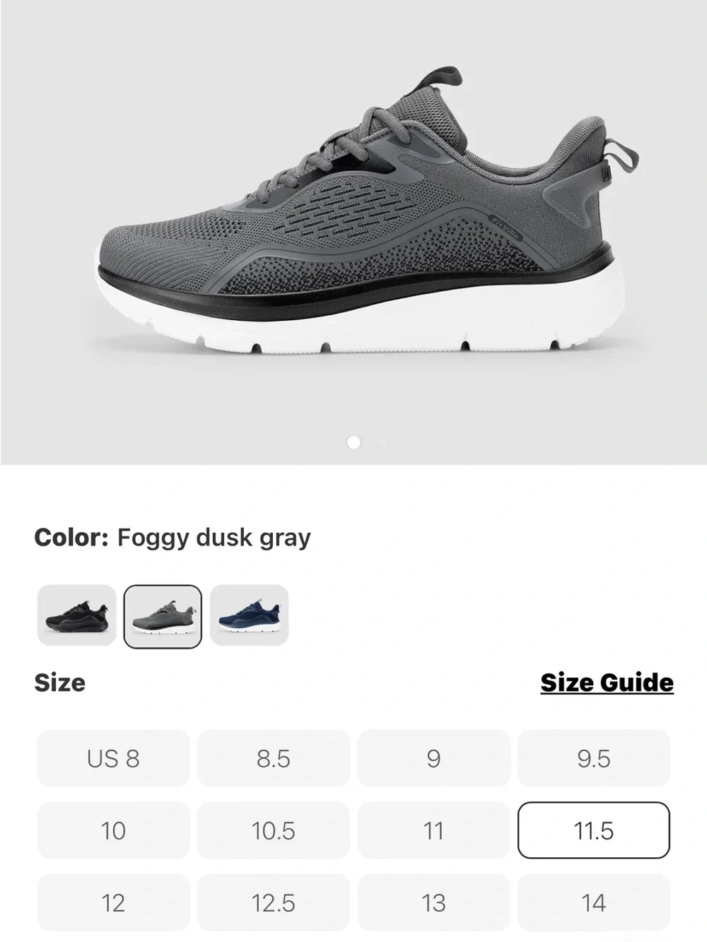 Men's Foggy Dusk Gray Athletic Sneaker - Lightweight Comfort size 11.5 2E